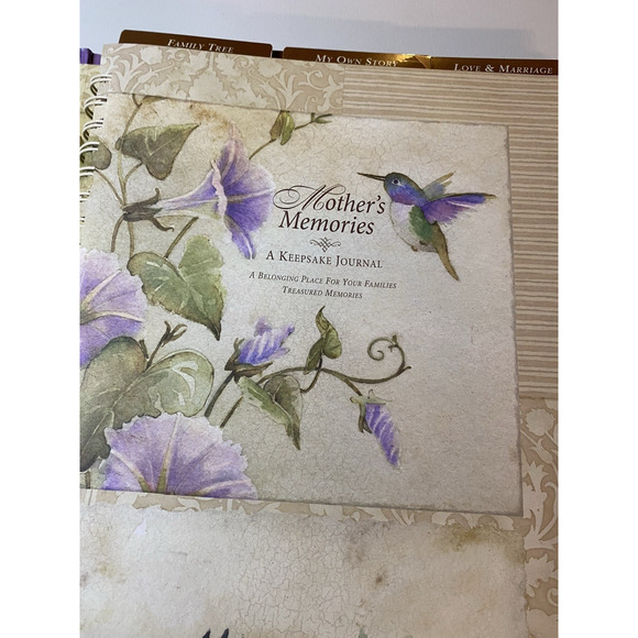 Mothers Memories Journal Keepsake Binder Pockets Acid Free Hummingbird Flowers - Picture 16 of 16